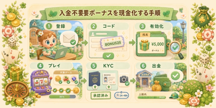 入金不要ボーナス 出金手順